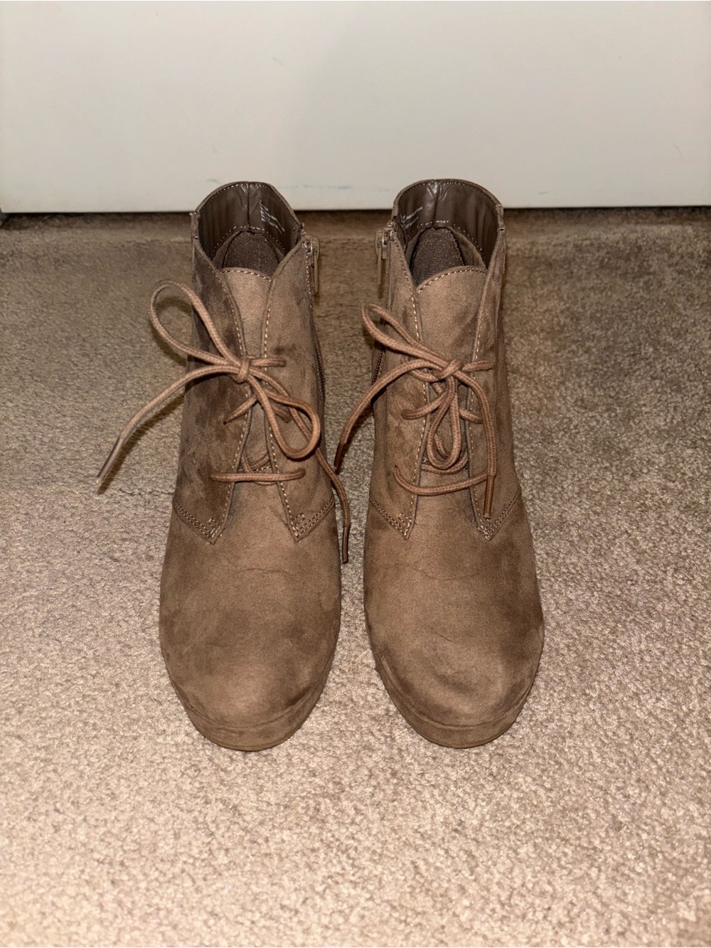 Merona Women's Brown Lace-Up Suede Ankle Boots